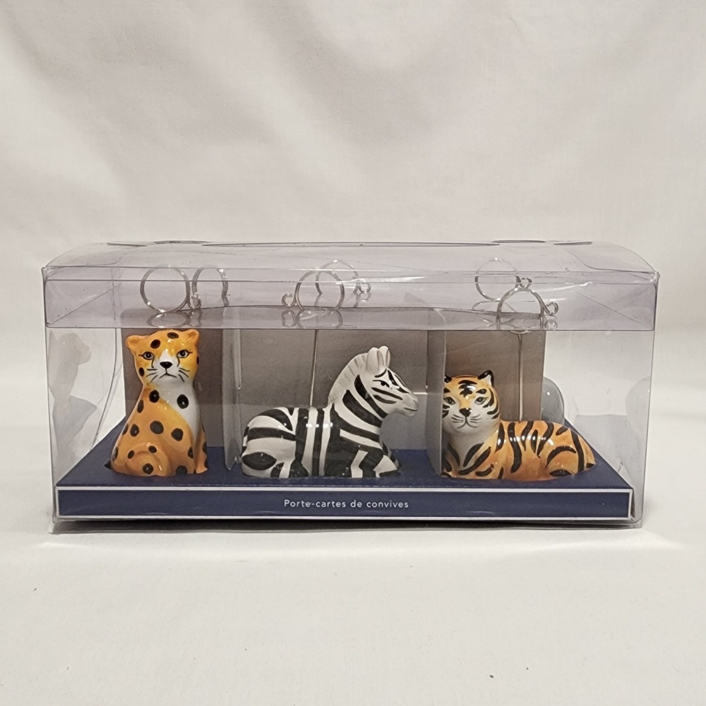 Pier 1 Imports Safari Animal Place Card Holders Ceramic Set of 6 NIB 4213945
